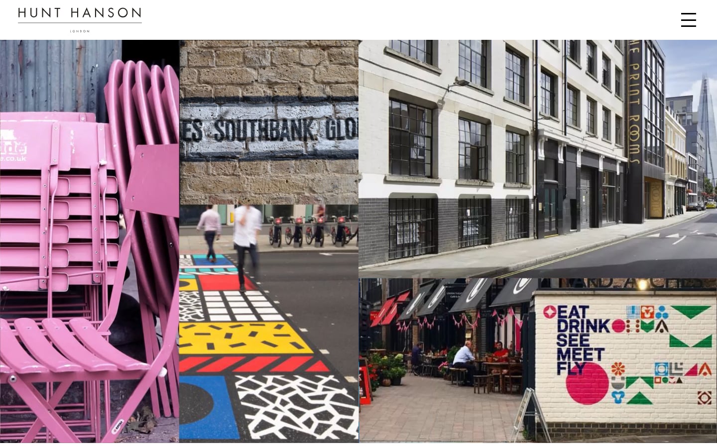 Hunt Hanson About page: a collage of the Southbank studio area